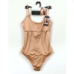 Women's Satin Sculpting Shapewear Corset Bodysuit Size S